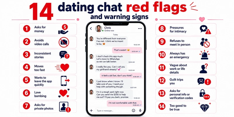 Infographic: 14 dating chat red flags and warning signs
