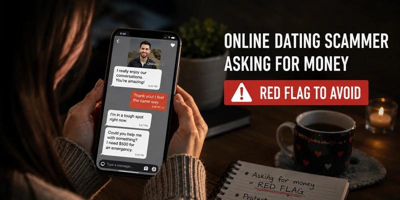 Online dating scammer asking for money - red flag to avoid