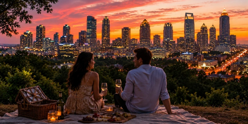 Atlanta skyline at sunset — perfect backdrop for a date night