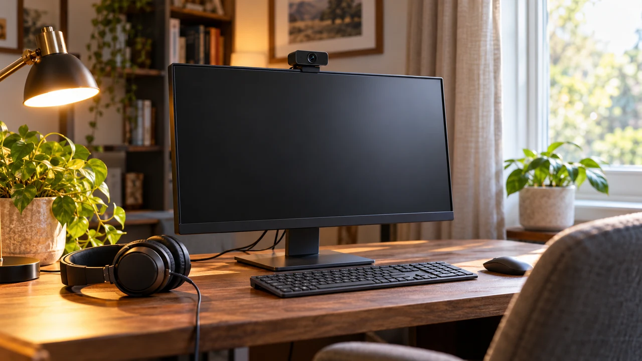 LadaDate video chat preparation with a webcam and headphones at home