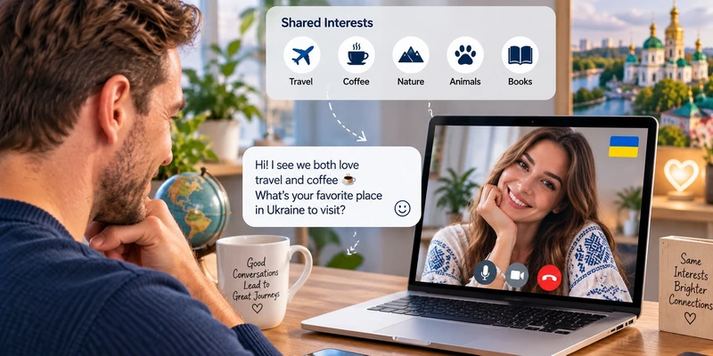 First message to Ukrainian women based on shared profile interests