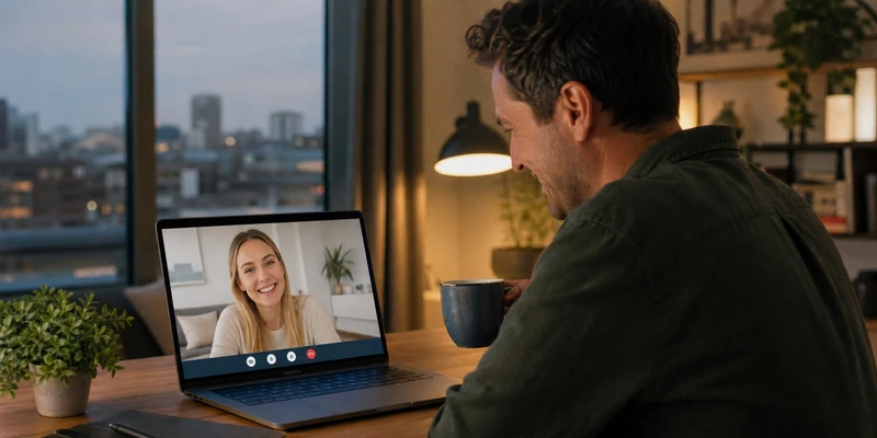 British man having a video call with a Ukrainian woman