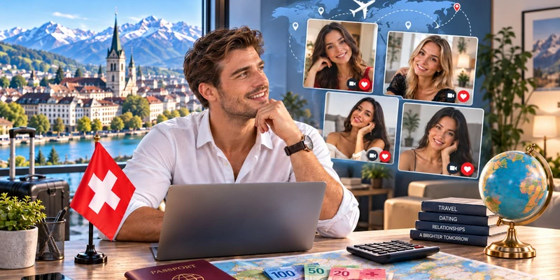 Swiss man planning an international dating budget in CHF