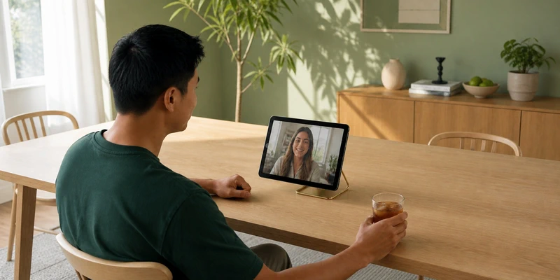 Video chat routine for British men in long-distance relationships