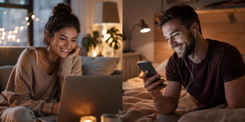 Video chat routine with Eastern European woman