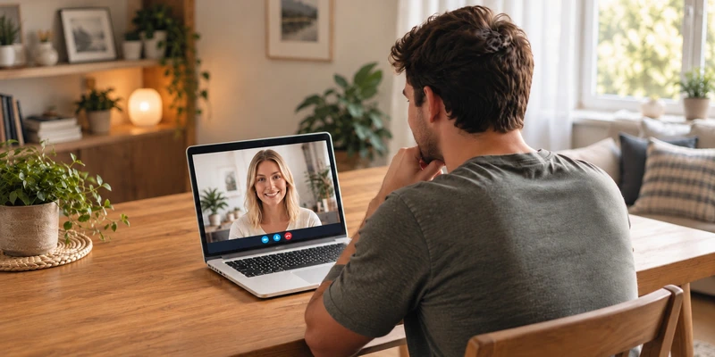 Austrian man and Ukrainian woman learning about compatibility on video