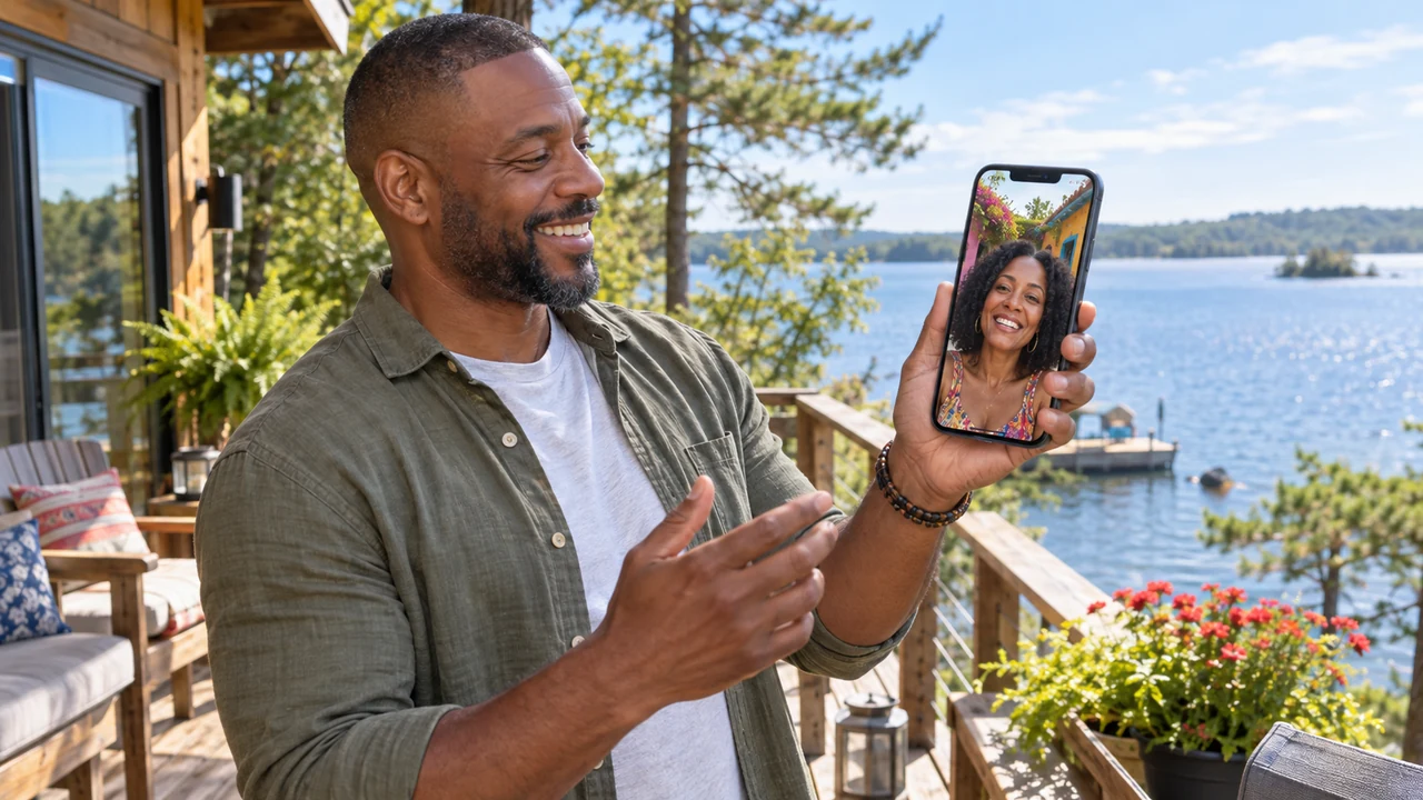 Canadian man having a live video chat with a mature Latin woman