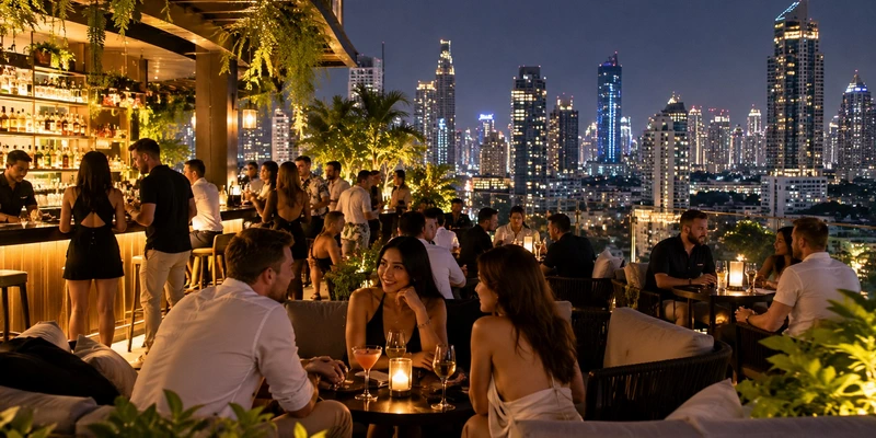Rooftop bar in Thong Lo Bangkok — nightlife for foreigners