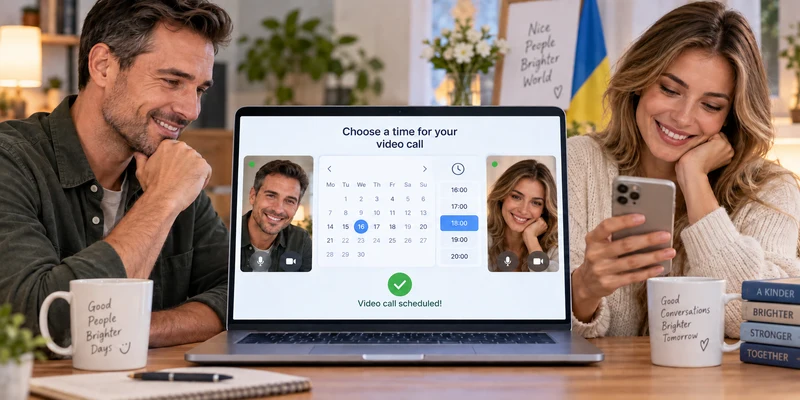 Agree on a video call time with a Ukrainian woman online